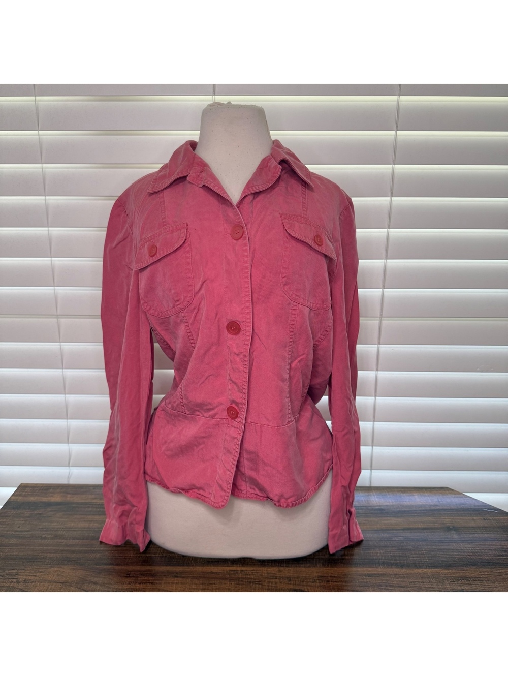 JM Collection Pink Cotton Button-Up Jacket Size 12